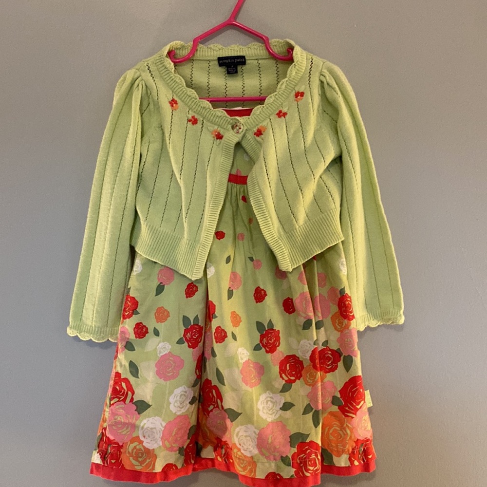 EUC floral Pumkin Patch dress with sweater size 3T